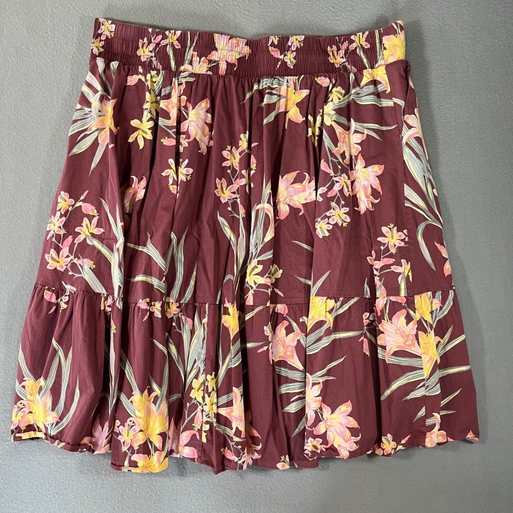 Torrid Floral Lily Tiered midi poplin Skirt Plus Size 3 Smocked Waist Lined - Picture 8 of 9